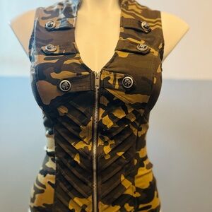 Camouflage corset Zip-Up buttons on the side Tank corset Top sexy fitting